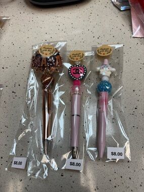 Set of 3 Decorative Novelty Pens - Pink, Rose Gold & Light Pink